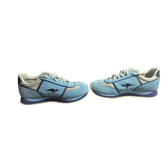 KangaROOS Vintage 1996 Blue Suede‎ Leather Sneakers Women's 6.5M Zip Pocket!!